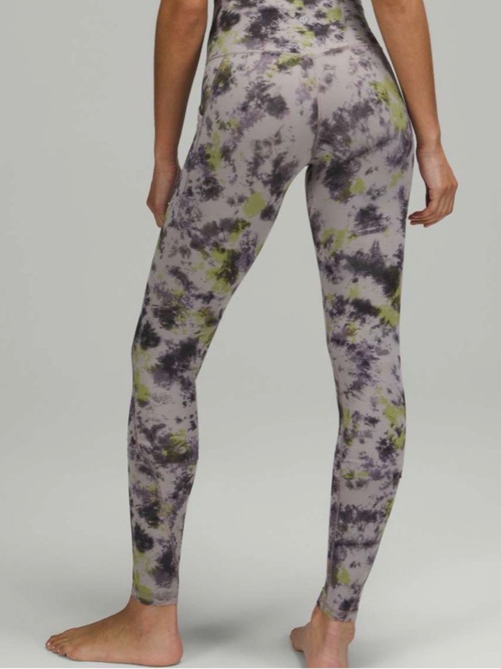 Lululemon High-Waist Tie-Dye Leggings in Lavender, Gray & Olive - Size 2